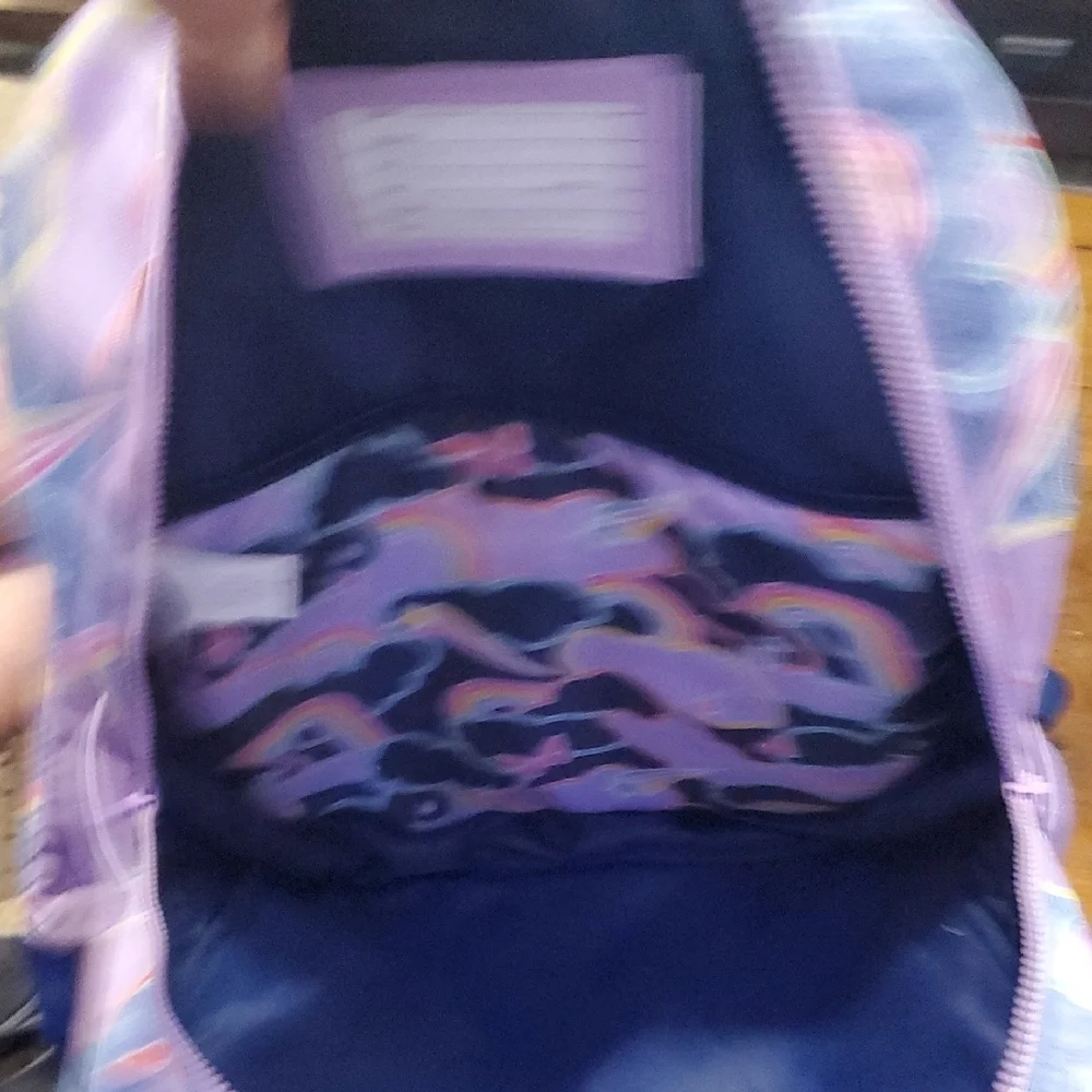 Wonder Nation Purple and Blue Kids Backpack with Rainbow and Cloud Design
